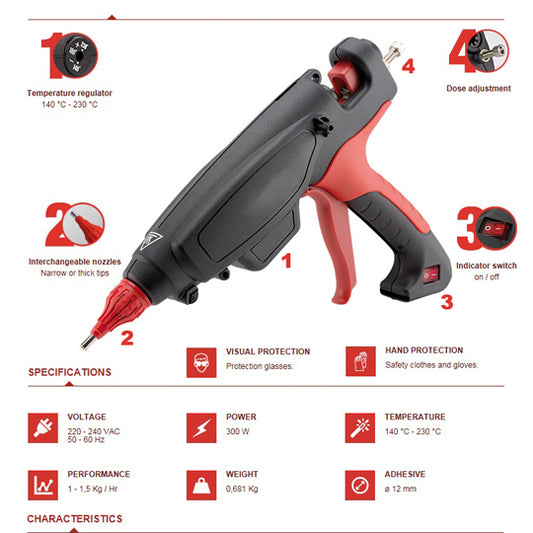Lijm pistool voor hotmelt 300 w